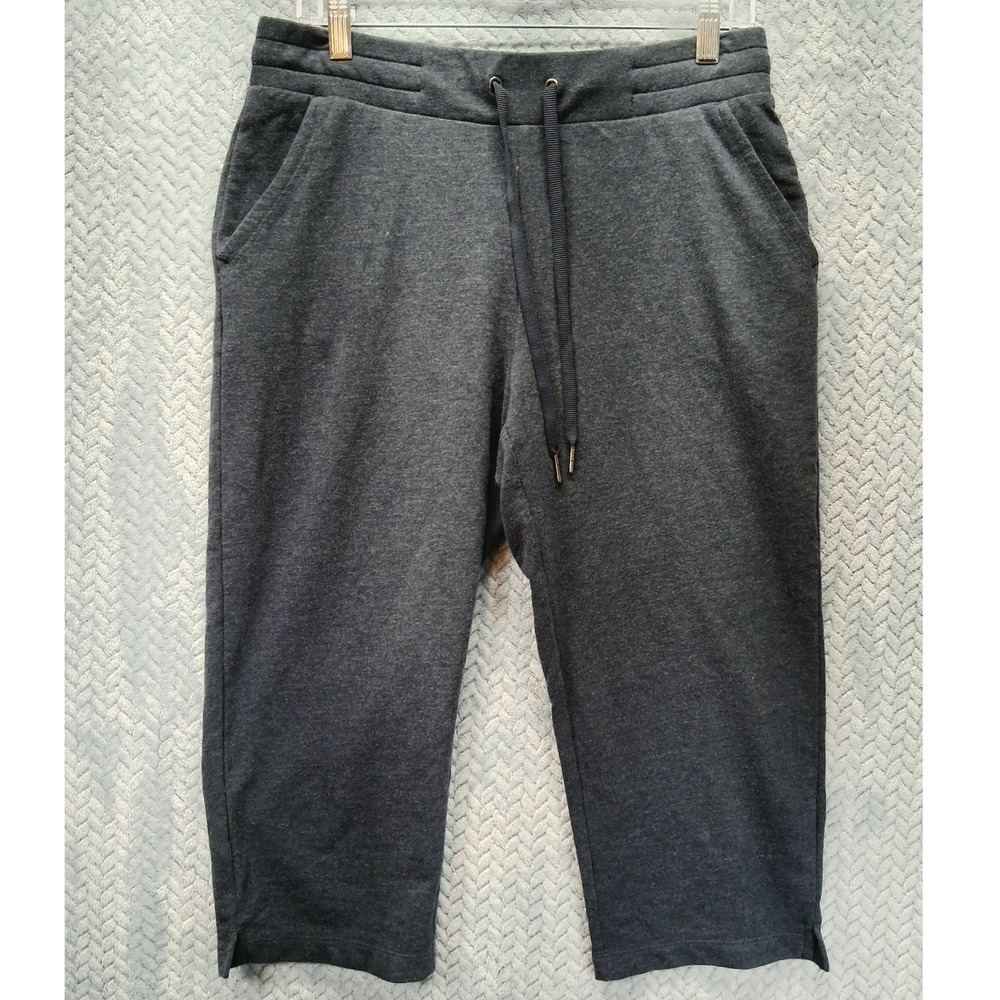 Eddie Bauer Charcoal Gray Heather Cropped Drawstring Jogger Pants Womens Medium